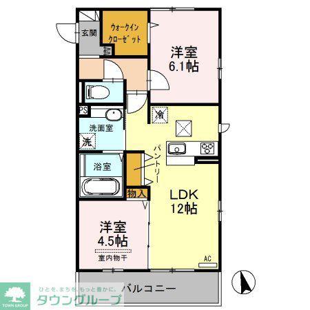 メゾンフォンティーヌ(2LDK/1階)の間取り写真