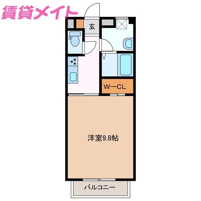 サンフェリーチェII(1K/2階)の間取り写真