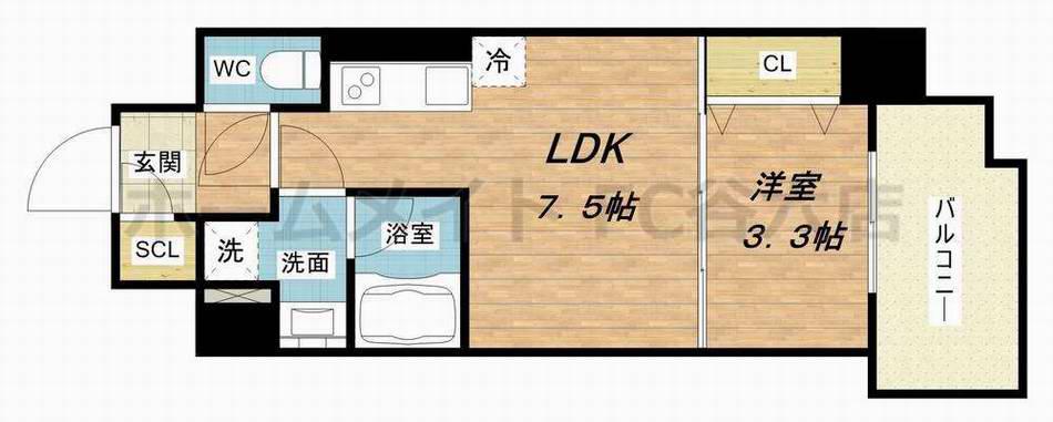 アーバネックス西天満(1DK/6階)の間取り写真