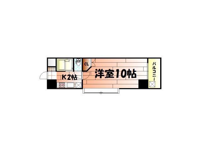 ウインズ三萩野(1K/13階)の間取り写真