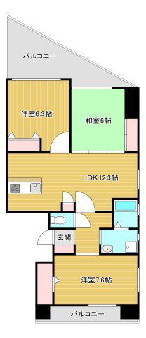 オーデブルージュ(3LDK/4階)の間取り写真