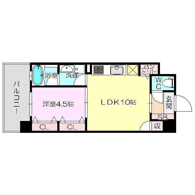 MID COURT 新大阪(1LDK/6階)の間取り写真