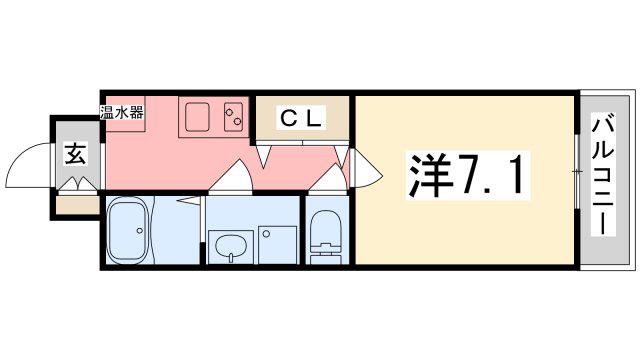 CAPITAL.I姫路(1K/7階)の間取り写真