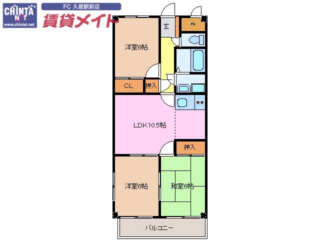 中川ファーストマンションIII(3LDK/2階)の間取り写真