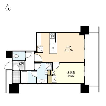 ザ・レジデンス一番町(1LDK/13階)の間取り写真