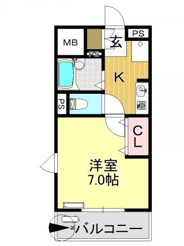 スクアドラ―(1K/1階)の間取り写真