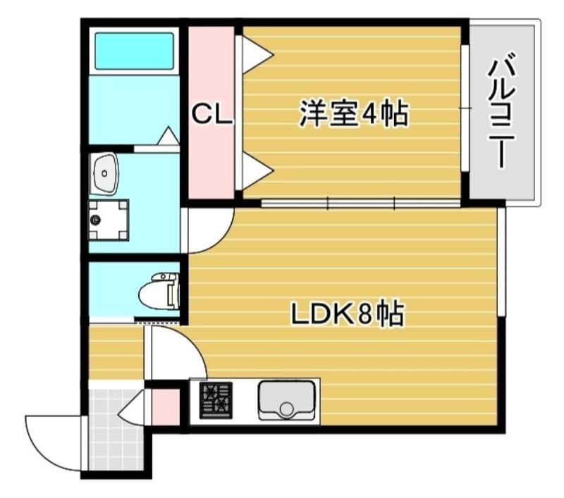 セレニティ勝山北(1LDK/2階)の間取り写真