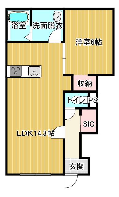 ティラトーレI(1LDK/1階)の間取り写真