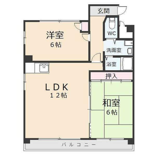 幸和マンション(2LDK/3階)の間取り写真