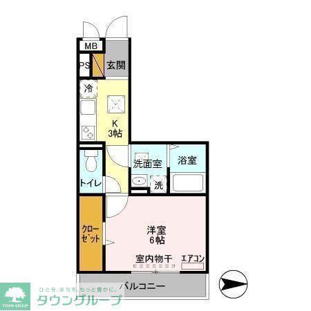 オッツ新鎌ケ谷(1K/1階)の間取り写真