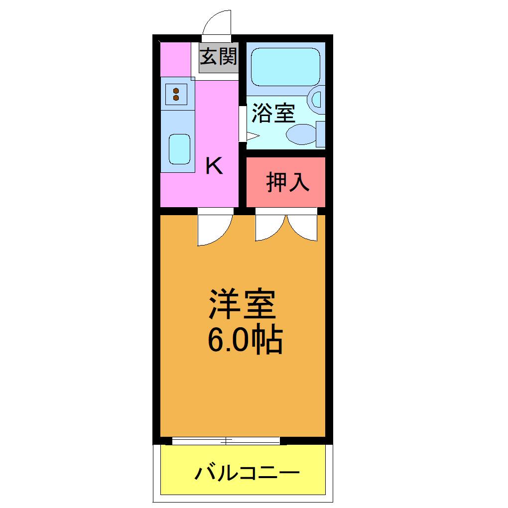 ハイム吉野(1K/2階)の間取り写真