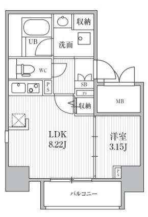 シーズンフラッツ靭本町(1LDK/5階)の間取り写真