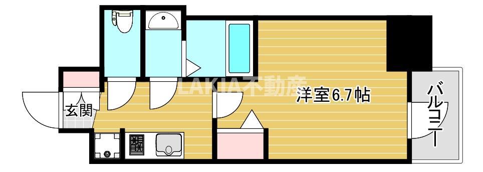 プレサンス新町ウィズ ジョイ(1K/2階)の間取り写真