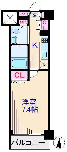 カスタリア武蔵小杉(1K/1階)の間取り写真