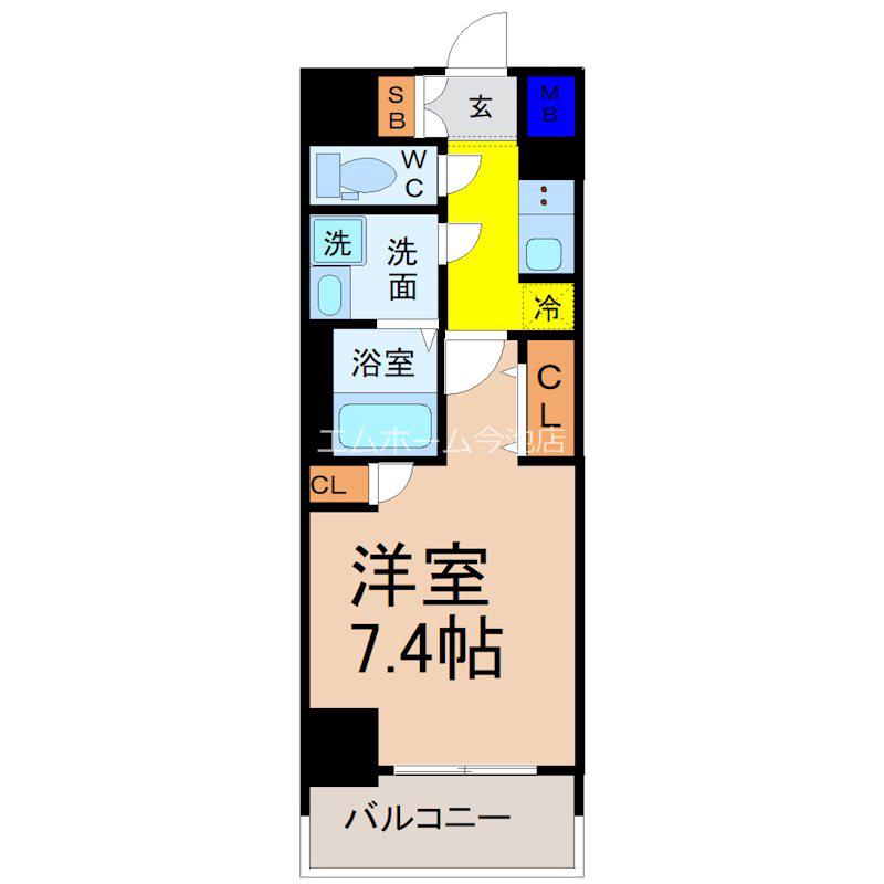 S-RESIDENCE高岳駅前AWAKE(1K/11階)の間取り写真