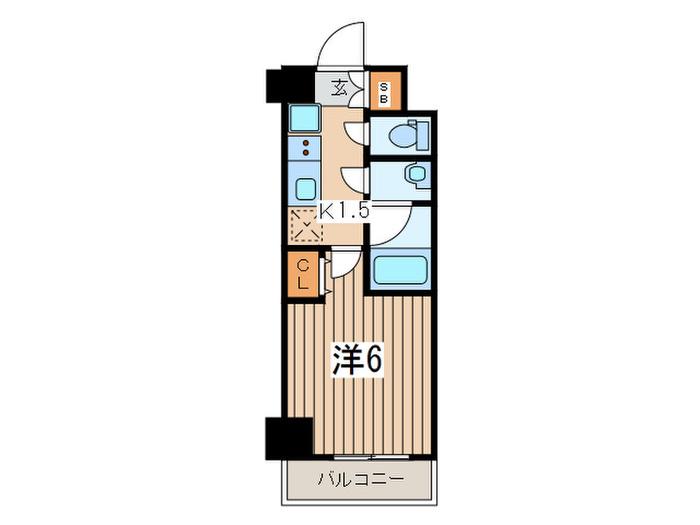パークフラッツ横濱平沼橋(1K/2階)の間取り写真