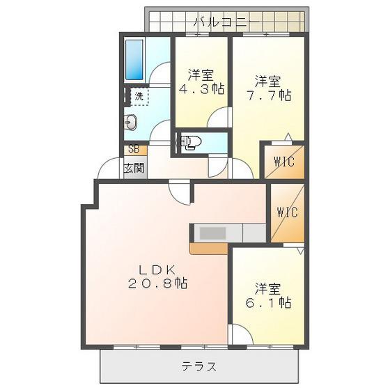 アビーロード(2SLDK/1階)の間取り写真