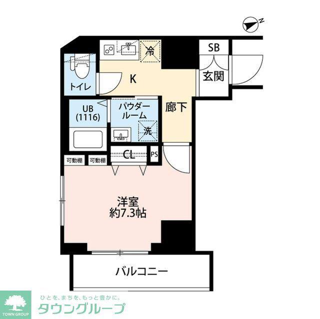 プレール・ドゥーク門前仲町III(1K/4階)の間取り写真