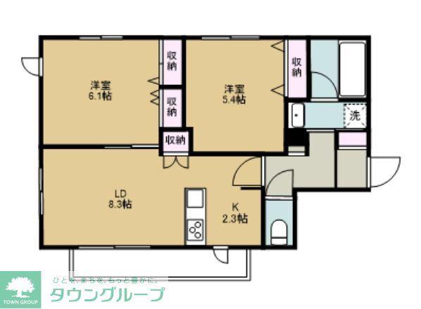 グランソレイユ(2LDK/1階)の間取り写真