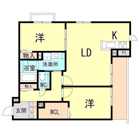 ソフィット宮川(2LDK/4階)の間取り写真