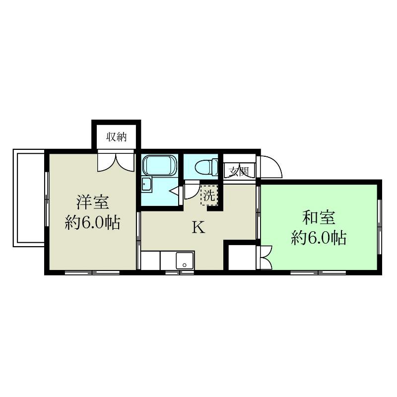 リンクス姥ケ山A(2K/2階)の間取り写真