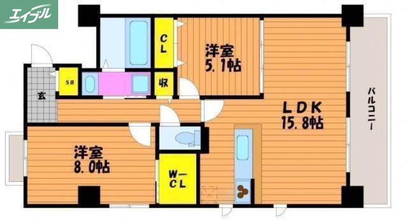 リッチ・クレールマンション(2LDK/3階)の間取り写真