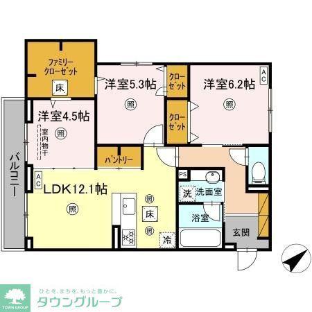 アミティエY(3LDK/1階)の間取り写真