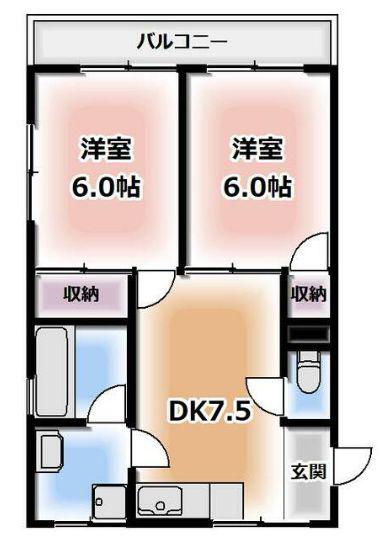 亀戸8丁目(2DK/2階)の間取り写真