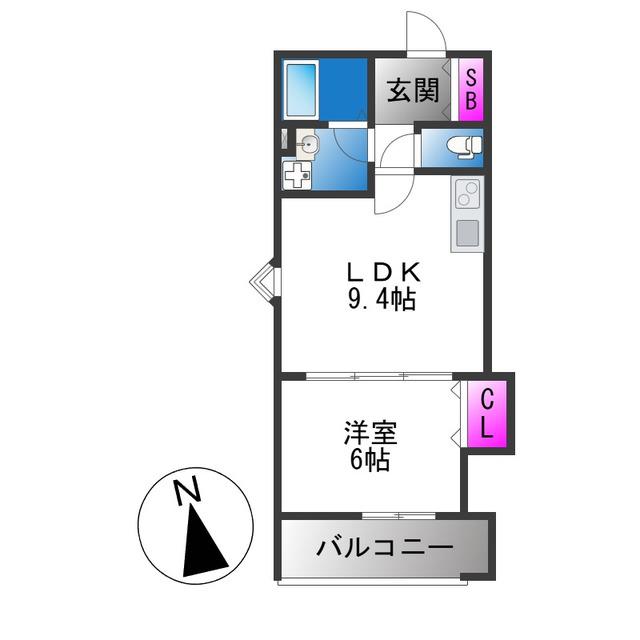 NAGAMORI新深江(1LDK/1階)の間取り写真
