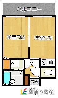 アクセス天神(2K/6階)の間取り写真
