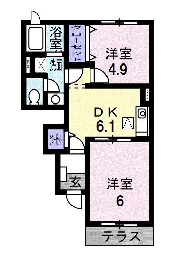 ビクトリア弐番館(2DK/1階)の間取り写真