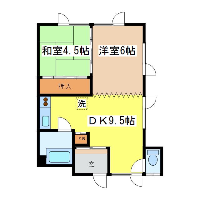 カーサデュオ(2DK/2階)の間取り写真