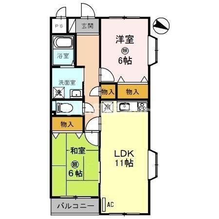 グレイスフル神前(2LDK/1階)の間取り写真