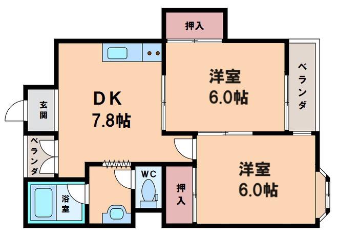 コーポ南野(2DK/1階)の間取り写真