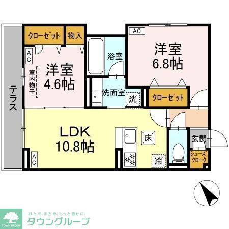 D-ガルデニア(2LDK/1階)の間取り写真