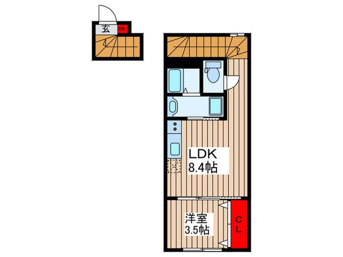グランローズ(1LDK/2階)の間取り写真