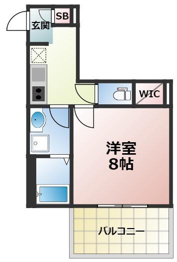 レーヴリゼ新今里(1K/1階)の間取り写真