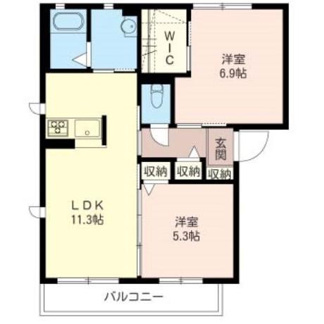 シャーメゾン大道B(2LDK/2階)の間取り写真