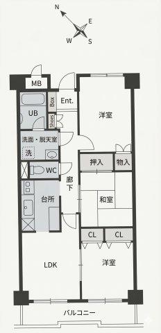 ダイアモンド新白河III(3LDK/1階)の間取り写真