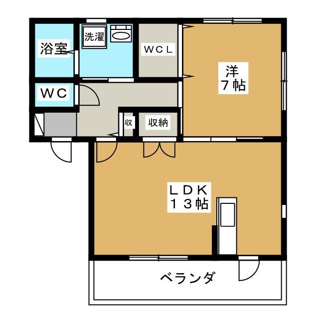 リアンL(1LDK/1階)の間取り写真