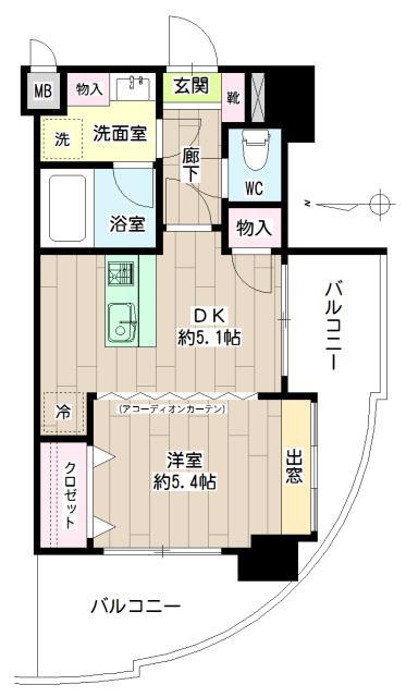 グリフィン川崎・西口参番館(1DK/8階)の間取り写真