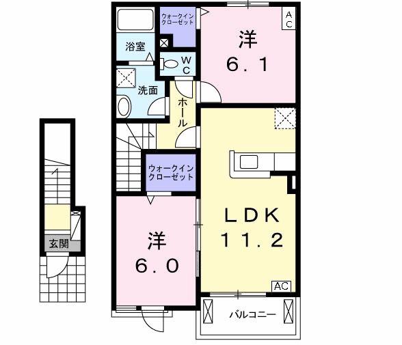 アイリスII(2LDK/2階)の間取り写真