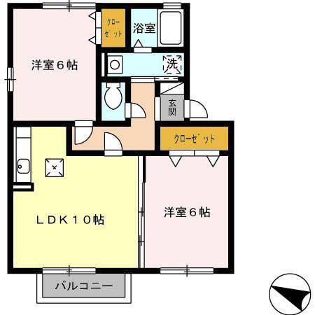 エトワール(2LDK/1階)の間取り写真
