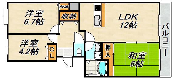 メビウス妙法寺(3LDK/8階)の間取り写真
