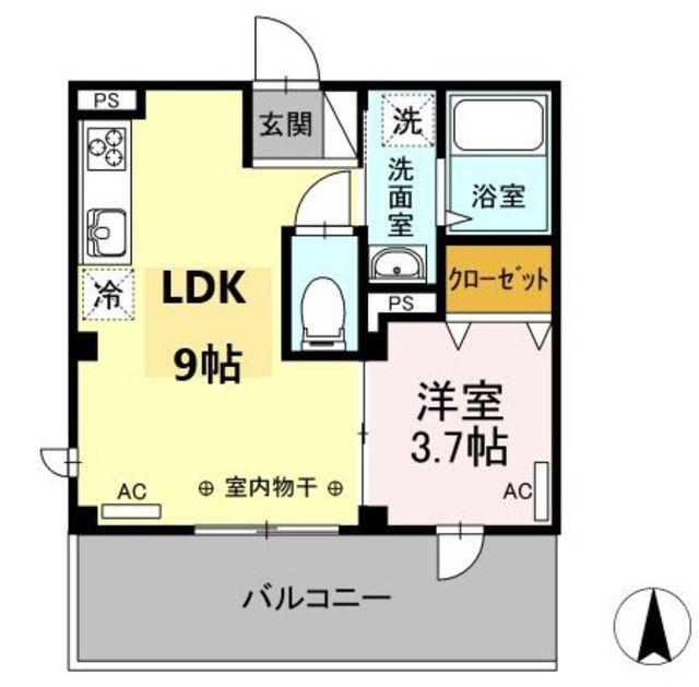 グランディオストゥエーデ(1LDK/4階)の間取り写真