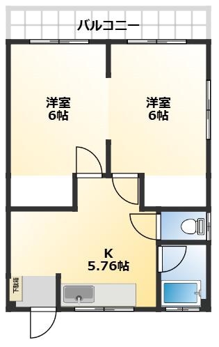 矢島荘(1K/1階)の間取り写真