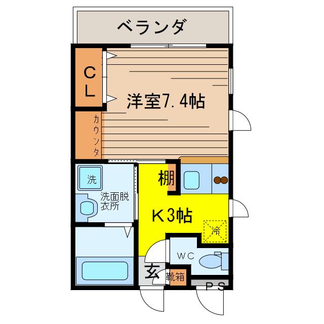 PALACE CASTLEII(1K/1階)の間取り写真