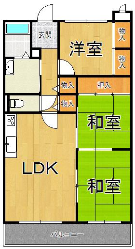 プリ―マ巽(3LDK/3階)の間取り写真