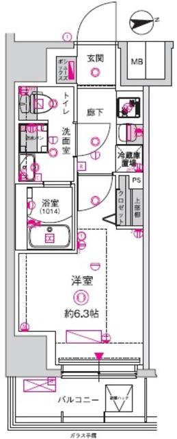 CREST TAPP川崎港町(1K/6階)の間取り写真