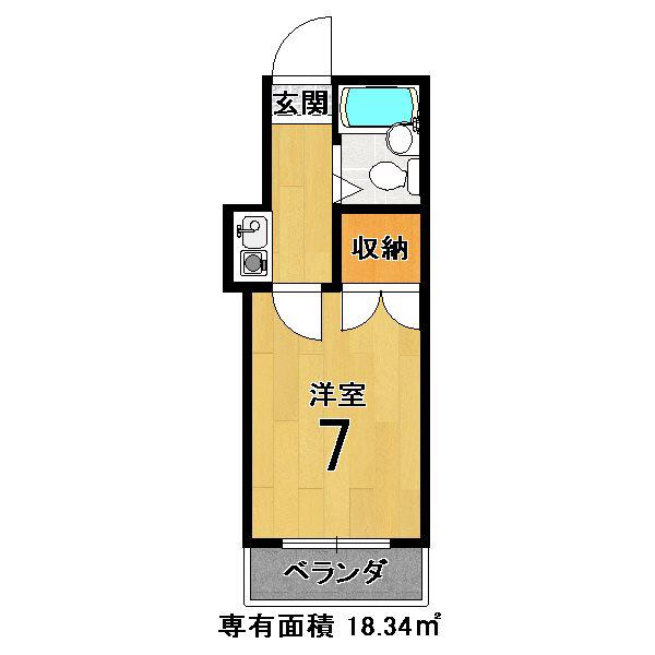 サンハイム宇治(1K/2階)の間取り写真